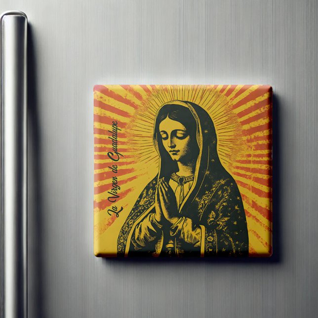 Imán Dibujo de Virgen de Guadalupe (Perfect for those who love mixing tradition with bold, artistic vibes!)
