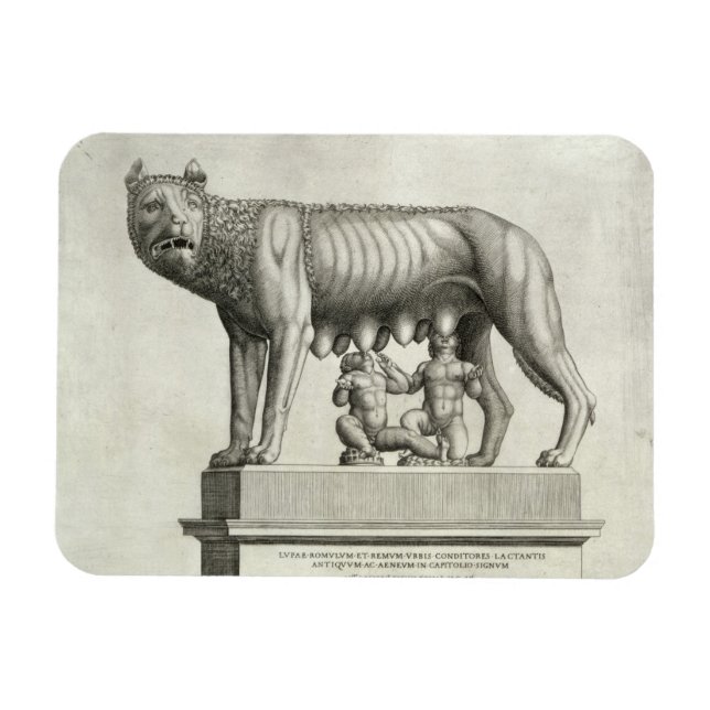 Imán Dibujo del bronce etrusco de la loba (Horizontal)