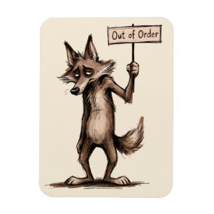 Imán Dibujo divertido de coyote gruñón desordenado