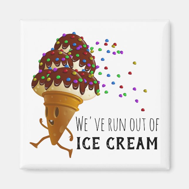 Imán Dibujo Divertido de Quedarse Sin Helado (Frente)