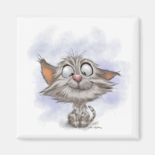 Imán Dibujo divertido de un gatito atigrado