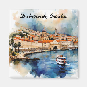 Imán Dibujo en Acuarela de Dubrovnik Croacia con Estilo