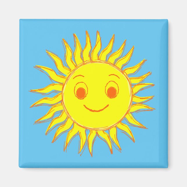 Imán Dibujo feliz de cara al sol (Frente)