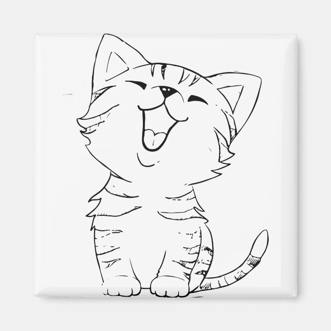 Imán Dibujo Gato Dibujo Artes Gráficas Kitten Silhouett (Frente)