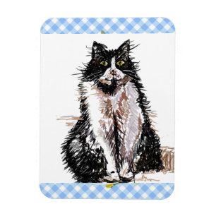 Imán Dibujo Lindo Gato Esmoquin Gatos Negros Blancos