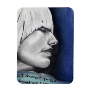 Imán Dibujo original del arte del retrato rubio de la