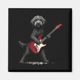Imán Dibujos Animados De Perro Goldendoodle De Rock Div