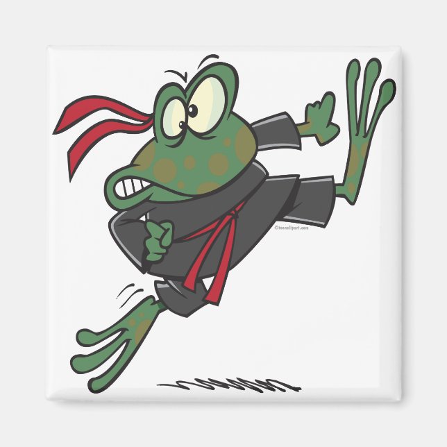 Imán dibujos animados de rana ninja tonta (Frente)