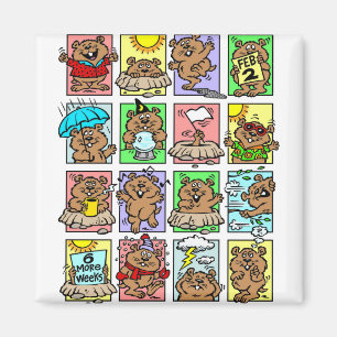 Imán Dibujos animados divertidos del Día de la Marmota