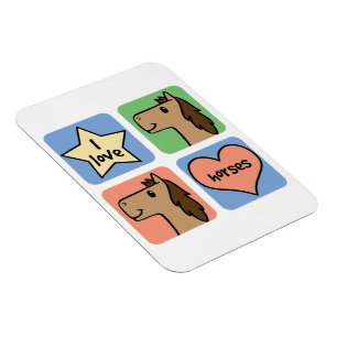 Imán Dibujos animados lindos Me encantan los caballos