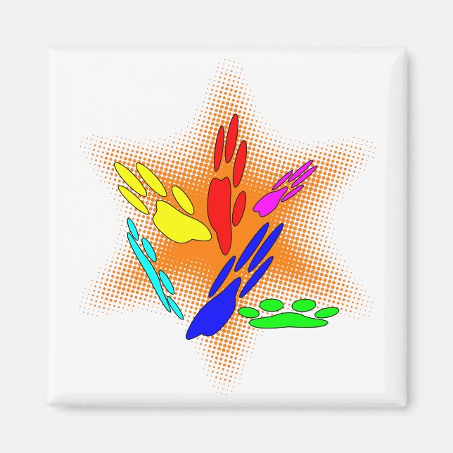 Imán Dibujos de cuadros de perros de arte pop (Frente)