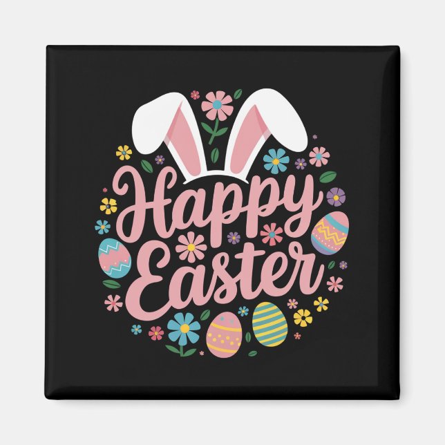 Imán Dichos Felices de Pascua Huevo Conejo (Frente)