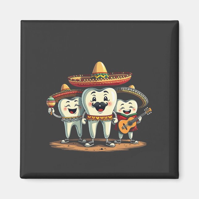 Imán Diente dental floral Funny Cinco De Mayo (Frente)