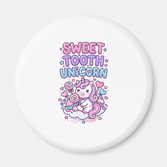 Imán Diente Dulce Unicornio Unicornio Lindo Pastel Rega (Frente)
