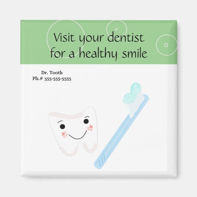 Imán Diente y cepillo de dientes con dicho dental (Frente)