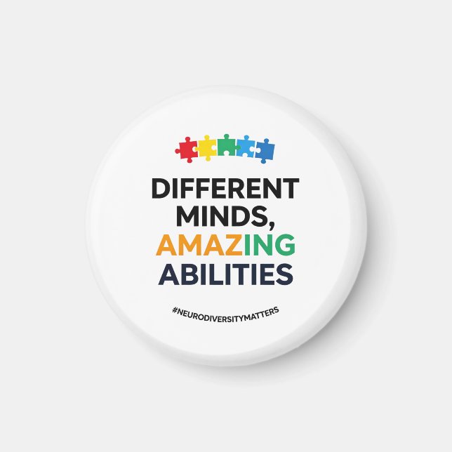 Imán Different Minds Amazing Abilities Awareness Art (Frente)