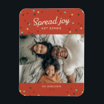 Imán Difundir alegría, no la foto festividad de Germs<br><div class="desc">Una tarjeta de vacaciones perfecta para la pandemia COVID-19 de 2020. Animar a tu familia y amigos a "Difundir alegría,  no gérmenes" con esta tarjeta festiva.</div>