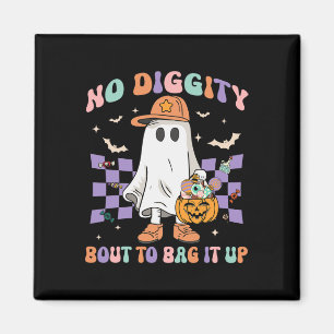 Imán Diggity Bout To Bag It Up Ghost Halloween Kid