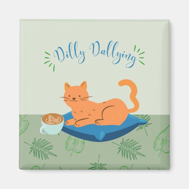 Imán Dilly Dallying Naranja Cat (Frente)