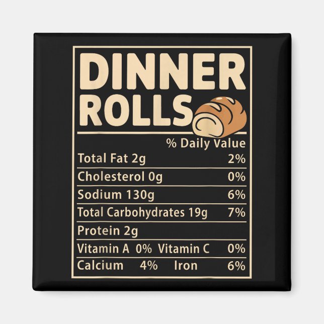 Imán Dinner Rolls Nutrition Facts Funny Bread Food Desi (Frente)