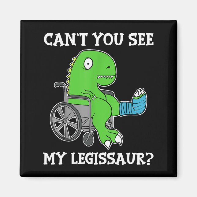 Imán Dino Funny Get Well Broken Leg Gift Dinosaur With  (Frente)