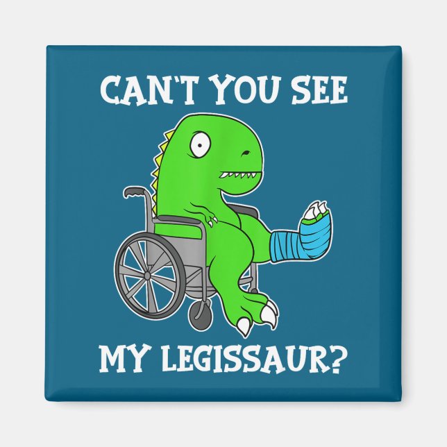 Imán Dino Funny Get Well Broken Leg Gift Dinosaur With  (Frente)