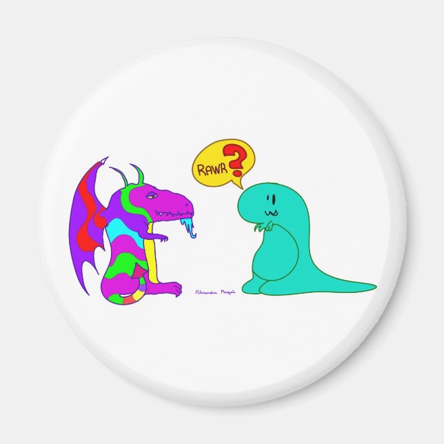 Imán ¿Dinos Personalizados graciosos, cortan el dragón  (Frente)