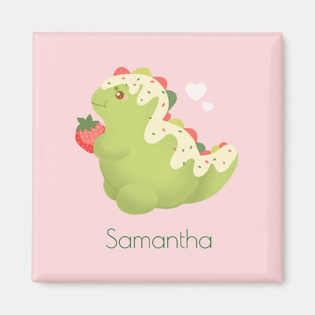 Imán Dinosaur de Matcha de Fresa (Frente)