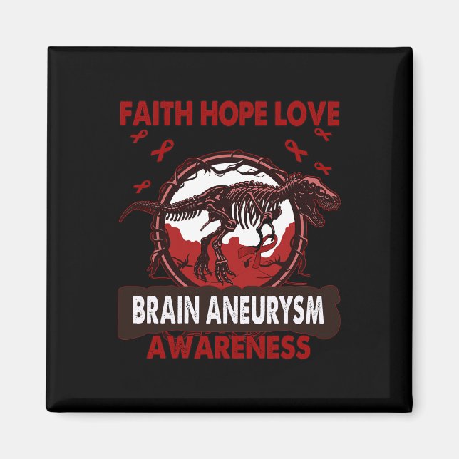 Imán Dinosaur Faith Hope Love BRAIN ANEURYSM Conciencia (Frente)