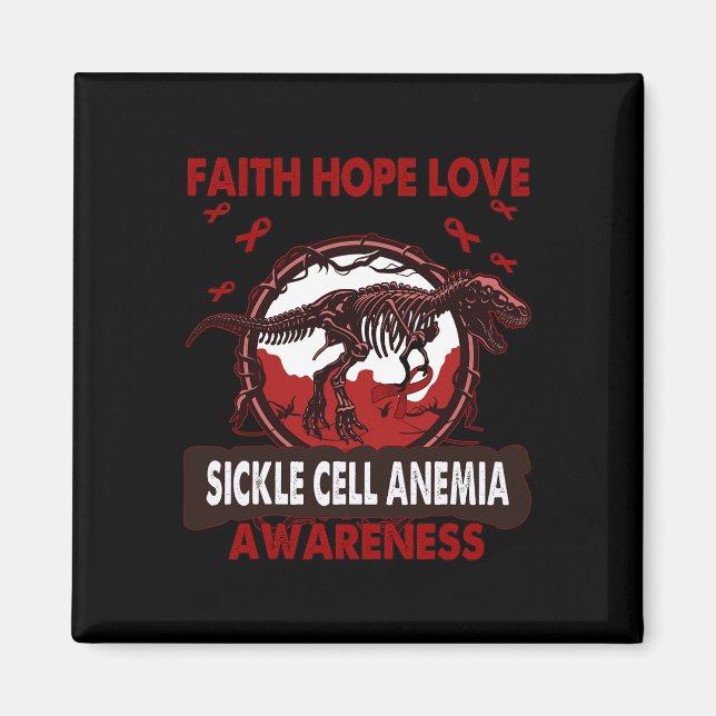 Imán Dinosaur Faith Hope Love SICKLE CELL ANEMIA Awaren (Frente)