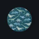 Imán Dinosaur Green<br><div class="desc">Montones de pequeños dinosaurios sobre un fondo verde profundo. Ideal para paleontólogos. Arte original de Nic Squirrell.</div>