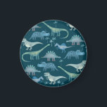 Imán Dinosaur Green<br><div class="desc">Montones de pequeños dinosaurios sobre un fondo verde profundo. Ideal para paleontólogos. Arte original de Nic Squirrell.</div>