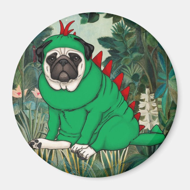 Imán Dinosaur Pug (Frente)