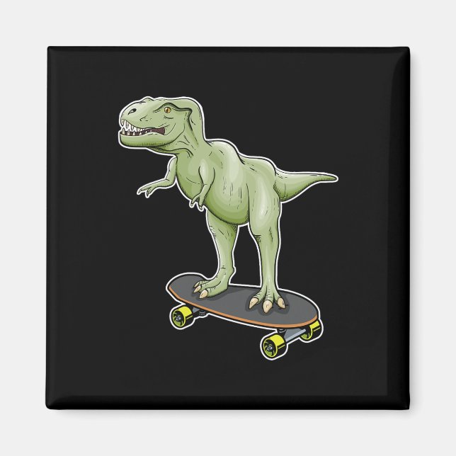 Imán Dinosaur Skateboarding T-rex Dino Dinosaurio  (Frente)