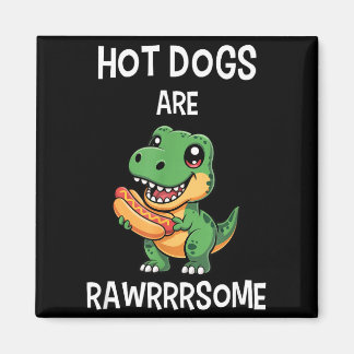 Imán Dinosaur T Rex Hot Dog Shirt Funny Hot Dogs Are Ra