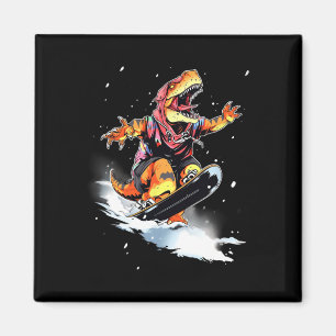 Imán Dinosaur T-rex Snowboard Snowboard Snowboarder Gan