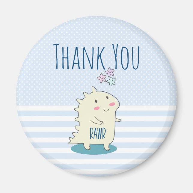 Imán Dinosaurio amarillo lindo con estrellas felices gr (Frente)