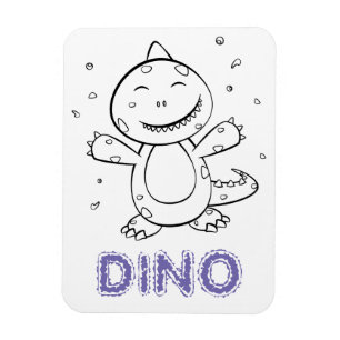 Imán Dinosaurio - Animal de arte esbozado en blanco y n