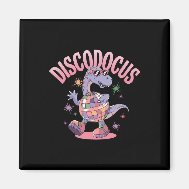 Imán Dinosaurio Bailando Disco Diplodocus Dino Divertid (Frente)