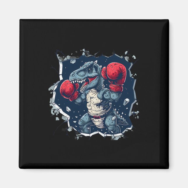 Imán Dinosaurio Boxeador Boxeo T-rex Kickboxing Dino Bo (Frente)