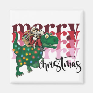 Imán Dinosaurio con Navidades de Santa Claus