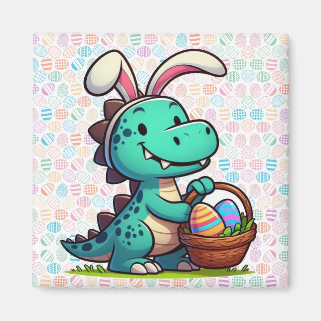 Imán Dinosaurio conejito de Pascua lindo (Frente)