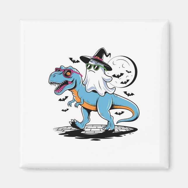 Imán Dinosaurio Cuto Rex Y Fantasma Para Halloween Y (Frente)