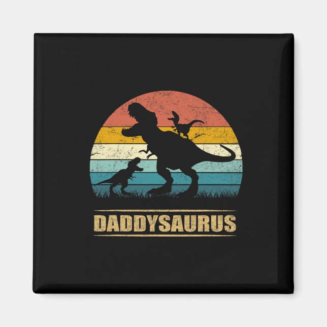 Imán Dinosaurio Daddysaurus 2 Dos niños divertidos Día  (Frente)