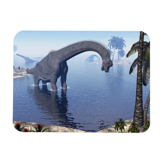 Imán Dinosaurio de Brachiosaurio en agua - renderizado  (Horizontal)