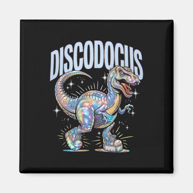 Imán Dinosaurio de Disco Diplodocus 70s Dino Bailando D (Frente)