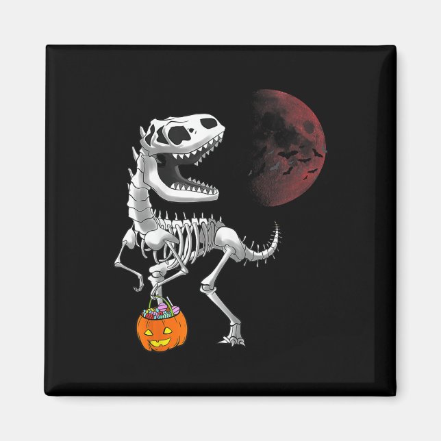 Imán Dinosaurio de Halloween T Rex Esqueleto Espeluznan (Frente)
