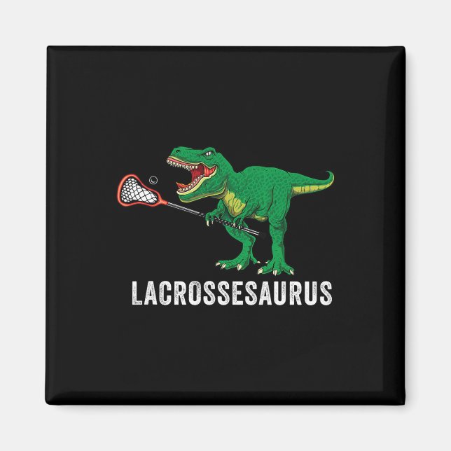 Imán Dinosaurio de Lacrosse T Rex Divertido Lax Chicos  (Frente)
