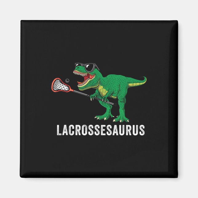 Imán Dinosaurio de Lacrosse T Rex Divertido Lax Chicos  (Frente)