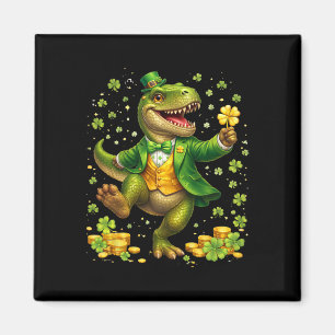 Imán Dinosaurio de San Patricio con esmoquin Santo Patr